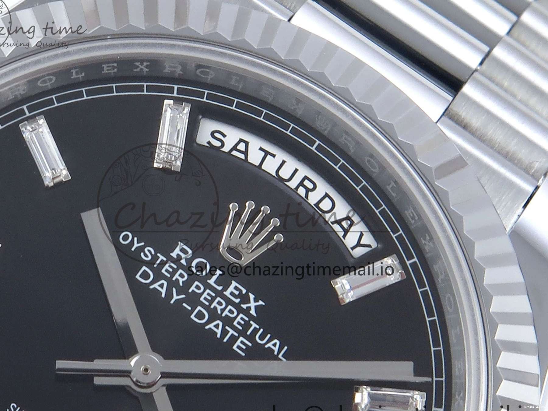 0123 OnTrend Day Date 40 SS 228239 Noob 1:1 Best Edition Black Crystal Dial on President Bracelet A2836 (Gain Weight) 807